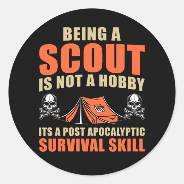 Sticker Rond Amusant Scout Aventure Tente Nature Lover Camper (Devant)