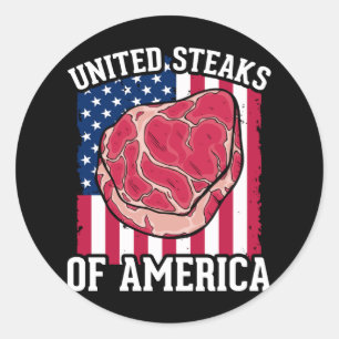 Sticker Rond Amusant Steaks Lover American Meat Boucher Humour