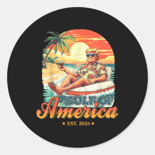 Sticker Rond Amusant Trump Gulf Of Usa America Est 2025