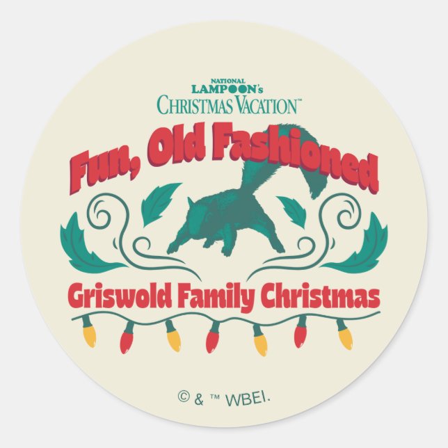 Sticker Rond Amusant, vieux style Griswold Noël de famille (Devant)