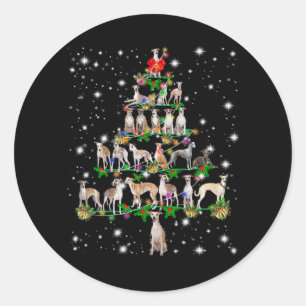 Sticker Rond Amusant Whippet Noël Arbre Ornament Décor cadeau