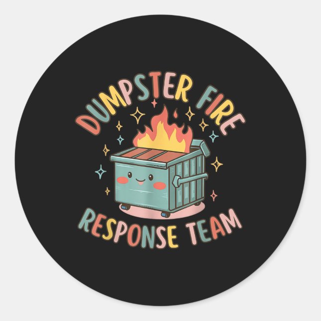 Sticker Rond Amusante équipe d'intervention incendie de Dumpste (Devant)