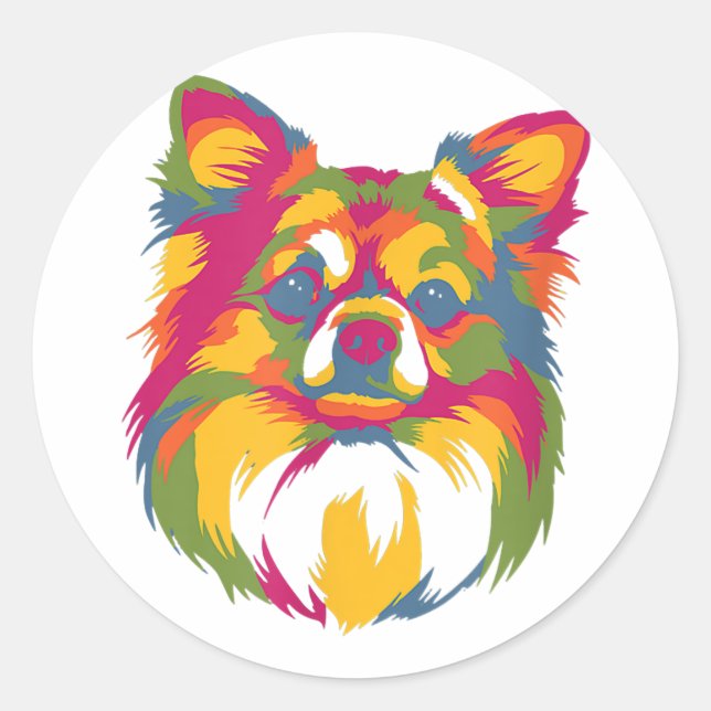 Sticker Rond Amusante Idée Cadeau Chihuahua Pour La Famille (Devant)
