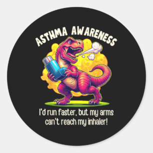 Sticker Rond Amusante sensibilisation à l'asthme T-rex
