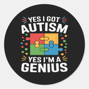 Sticker Rond Amusante Sensibilisation sur l'autisme Enfants Aut