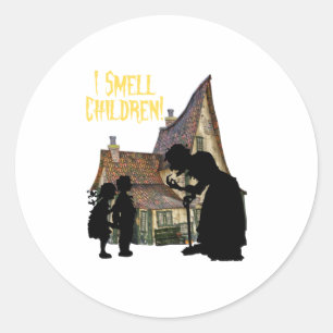 Sticker Rond Amusante Sorcière Halloween Je Sens Enfants