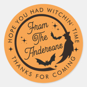 Sticker Rond Amusante sorcière mignonne Halloween Merci Favor