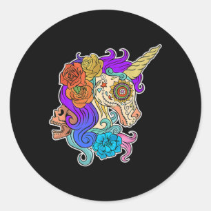 Sticker Rond Amusants Cuire Sugar Crâne Unicorn Halloween Cadea