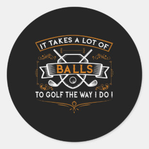 Sticker Rond Amusants Golf Il prend Balls Xmas Idée cadeau pour
