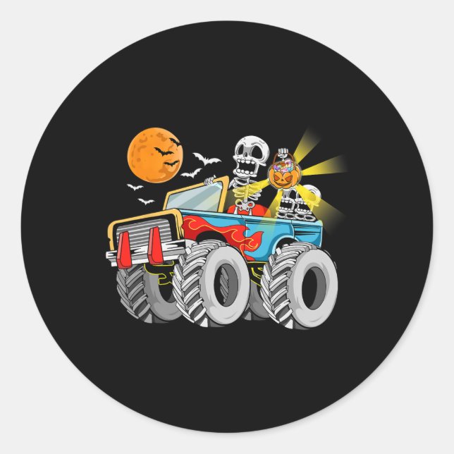 Sticker Rond Amusants Halloween Squelette Monstre camion Enfant (Devant)