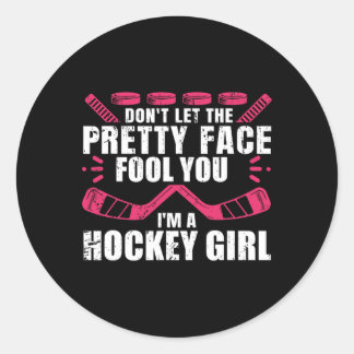 Sticker Rond Amusants Hockey Art Pour Femmes Filles Hockey Joue
