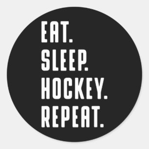 Sticker Rond Amusants Manger Dormir Hockey Répéter Graphique am