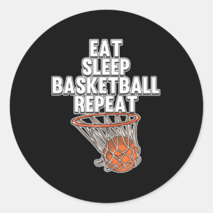 Sticker Rond Amusants Manger Sleep Basketball Répéter Sports Co