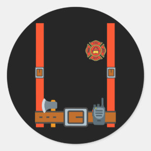 Sticker Rond Amusants pompiers Halloween - Firefighter Cosplay 