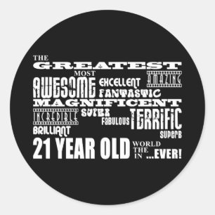 Sticker Rond Amusement cool 21e fête d'anniversaire Plus grand