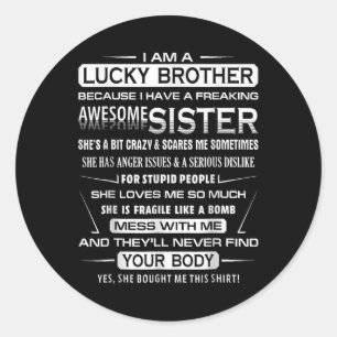 Sticker Rond Amusement de Noël pour frère de la part de sœur