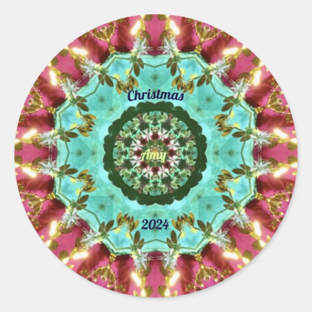 Sticker Rond AMY ~ NOËL 2024 ~ WOW! Rouge vert or (Devant)