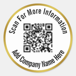 Sticker Rond Analyser le code QR Ajouter votre texte noir blanc