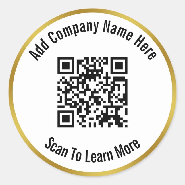 Sticker Rond Analyser le code QR pour en savoir plus Noir Blanc (Devant)