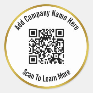 Sticker Rond Analyser le code QR pour en savoir plus Noir Blanc