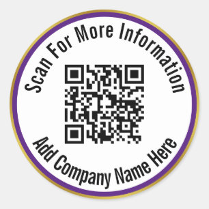 Sticker Rond Analyser le code QR pour plus d'informations Purpl