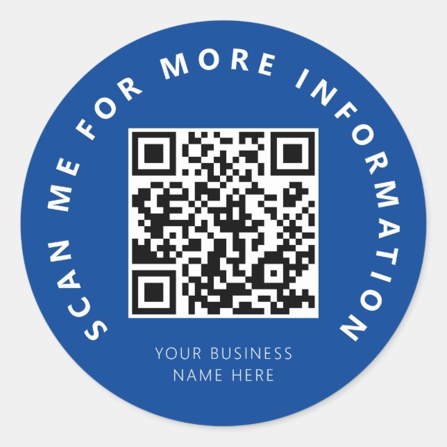 Sticker Rond Analyser mon code QR bleu Scannable (Devant)