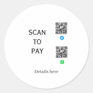 Sticker Rond analyser pour payer les détails du code QR de Venm