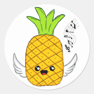 Sticker Rond Ananas avec des ailes