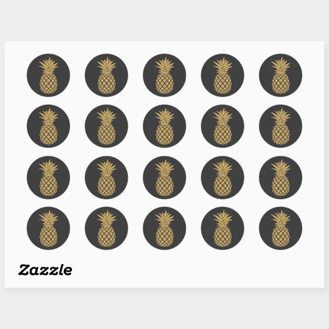 Sticker Rond Ananas d'or (Feuille)