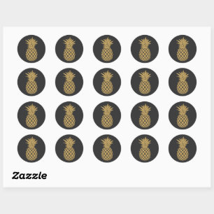Sticker Rond Ananas d'or