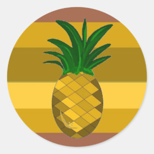 Sticker Rond Ananas d'or