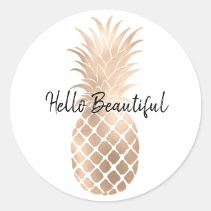 Sticker Rond Ananas en or glam