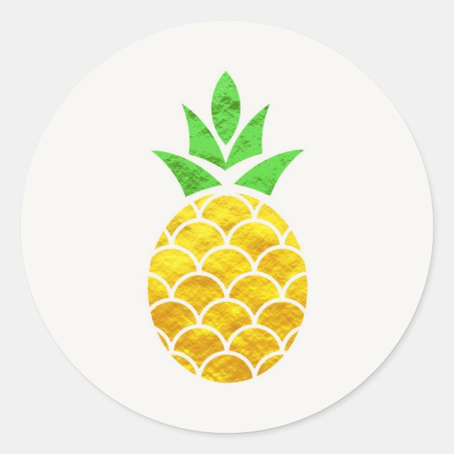 Sticker Rond Ananas Géométrique En Or Foil D'Été Personnalisé. (Devant)