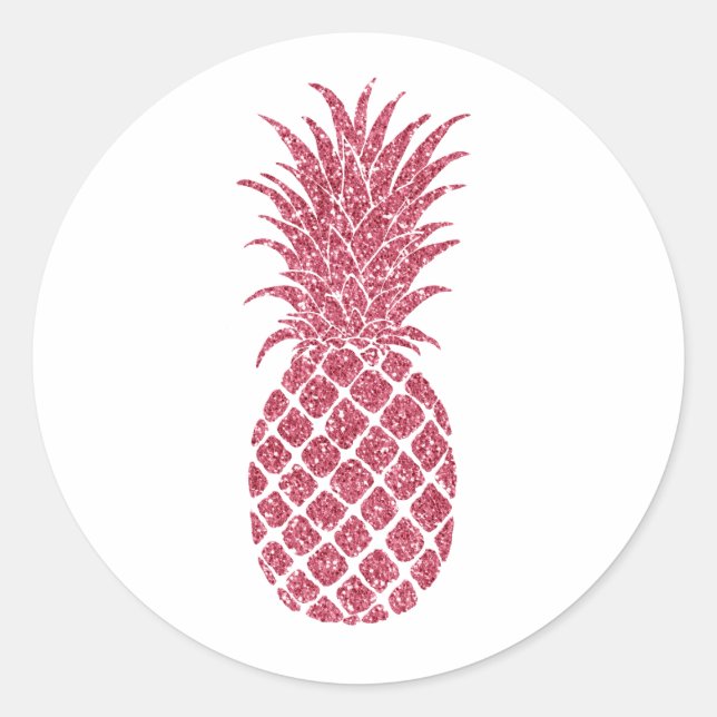 Sticker Rond Ananas Tropical Parties scintillant rose Fille (Devant)