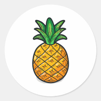 Sticker Rond Ananas tropical : Saveur de l'été