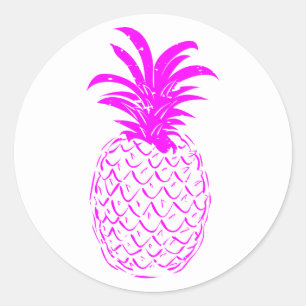 Sticker Rond Ananas Tropical vintage