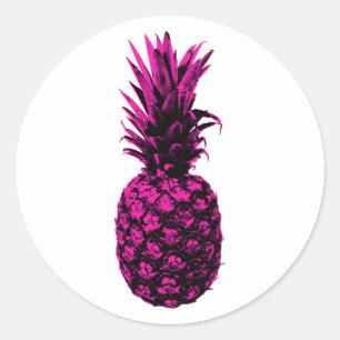 Sticker Rond Ananas vintage Tropical Rose