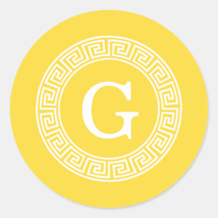 Sticker Rond Ananas Whale Grille Clé Grecque Cadre initial Mono