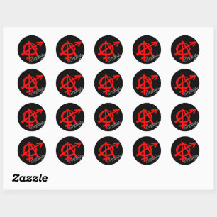 Sticker Rond Anarchie de genre classique rouge sur arrière - pl