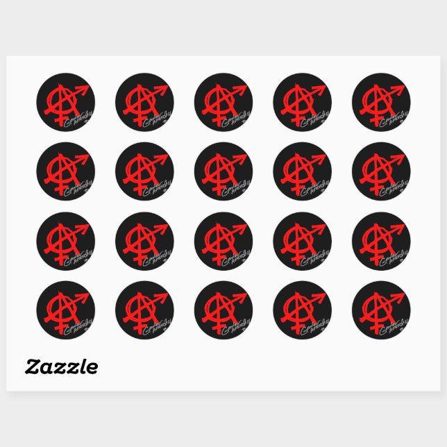 Sticker Rond Anarchie de genre classique rouge sur arrière - pl (Feuille)