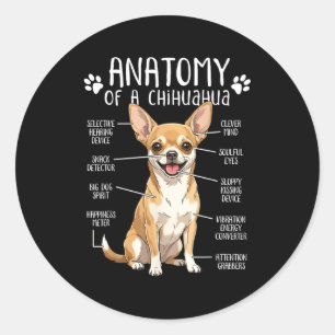 Sticker Rond Anatomie drôle de Chihuahua d'un propriétaire de c