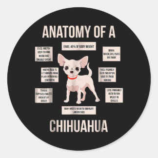 Sticker Rond Anatomie Drôle Du Cadeau Du Chihuahua