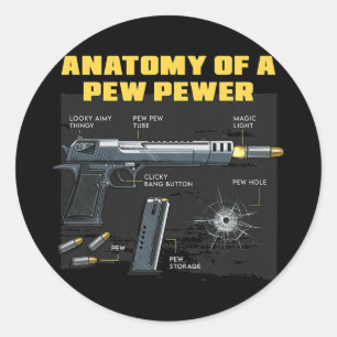 Sticker Rond Anatomie D'Un Pew Pewer Hunts Chasse Aux Cerfs