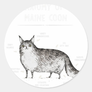 Sticker Rond Anatomie D'Une Chemise À Coon Maine Drôle Chat Hum