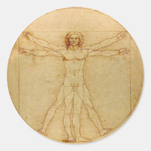 Sticker Rond Anatomie humaine, homme de Vitruvian par Leonardo