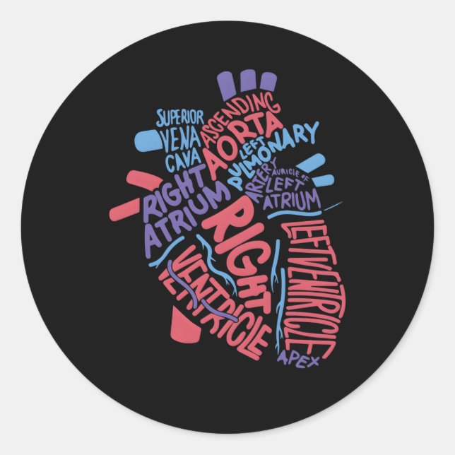 Sticker Rond Anatomique Hu He Cardiologie Médicale Infirmière C (Devant)