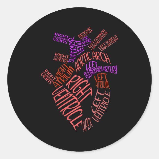 Sticker Rond Anatomique Hu He Cardiologie Médicale Infirmière C (Devant)