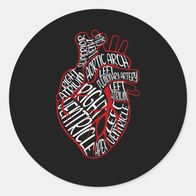 Sticker Rond Anatomique Il Médicale P De Lui Pour Cardiologue (Devant)