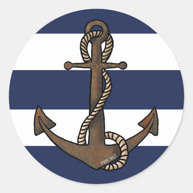 Sticker Rond Anchor nautical (Devant)
