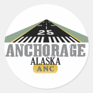 Sticker Rond Anchorage Alaska - piste d'aéroport